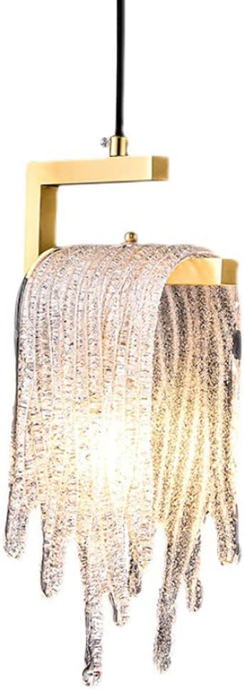 Postmodern Glass Pendant Light Copper Hanging Ceiling Lamp, Creative Mini Suspended Lighting Fixture in Ice Shape, Bedroom Bedside Kitchen Island Mini Chandeliers