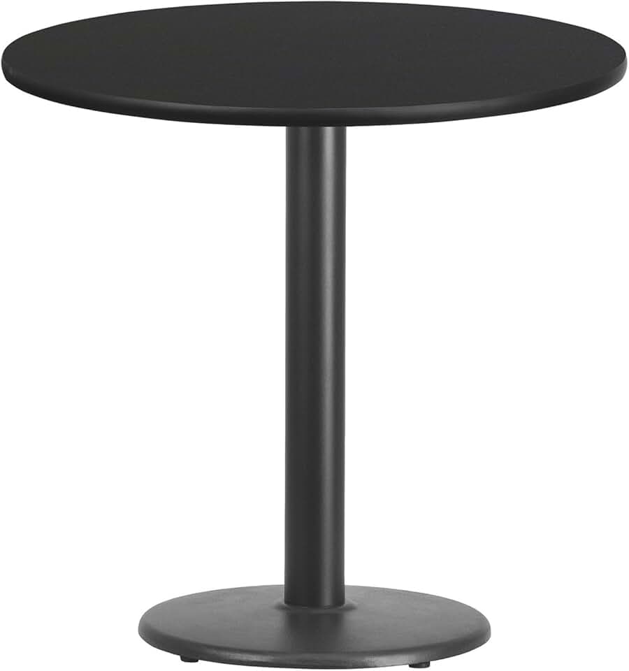Flash Furniture 30'' Round Black Laminate Table Top with 18'' Round Table Height Base