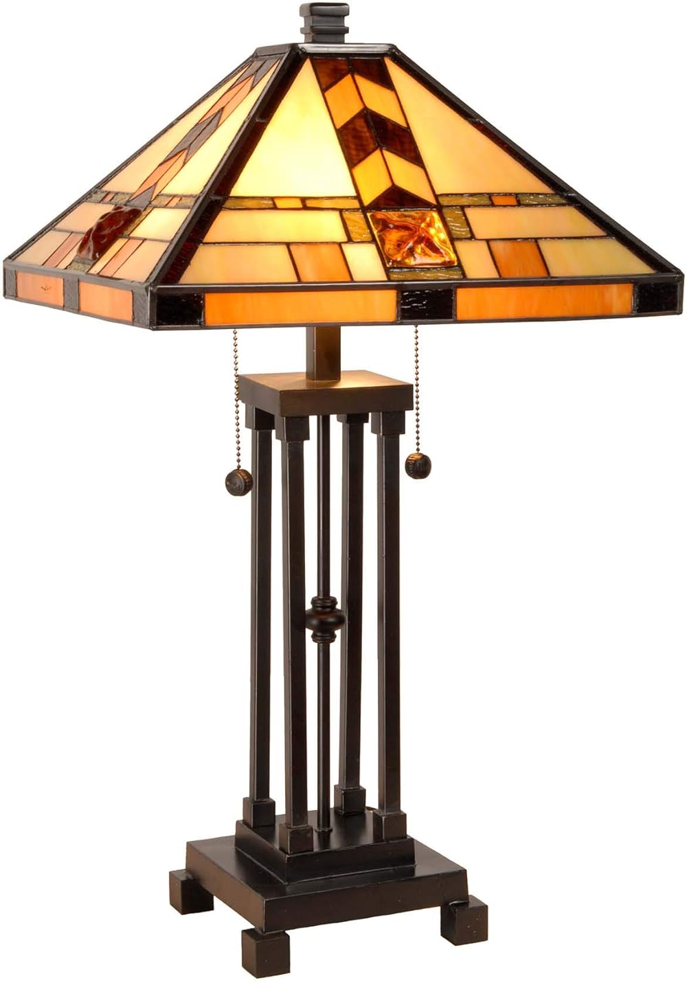 Bieye L10797 Mission Tiffany Style Stained Glass Table Lamp for Living Room Bedside Home Decoration, 20