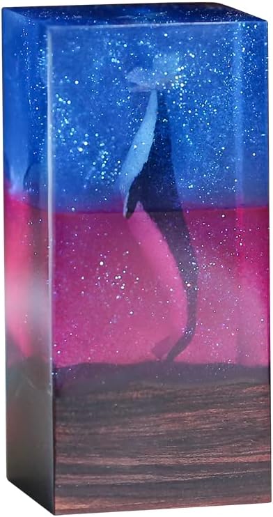 Whale Resin Wood Lamp, Decorations Marine Art Night Light Desk Lamp, Ocean Theme Diorama, Whale Lamp Decoration, Ocean Lamp, Diver Lamp (10x4 inch)
