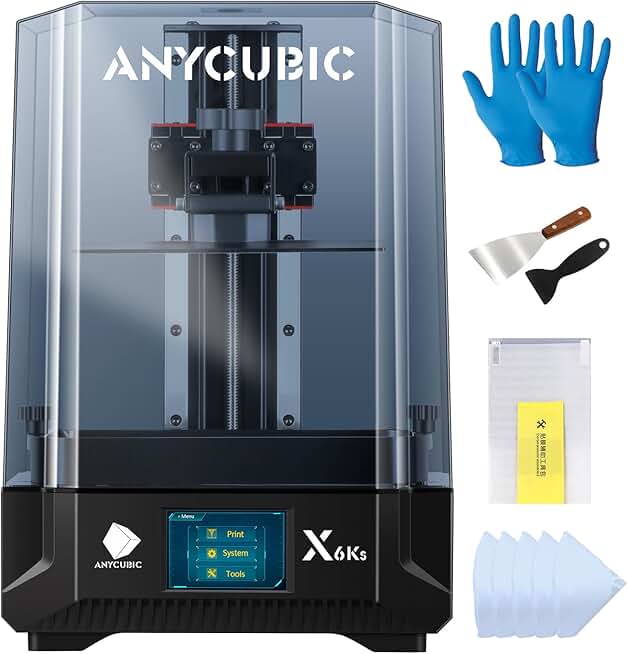 ANYCUBIC 6K Resin 3D Printer, Photon Mono X 6Ks with 9.1in 6K HD LCD Mono Screen, Upgraded Anycubic Lighturbo Source, Stable Dual Linear Rail, Large Printing Size of 195 x 122 x 200 mm(LWH)