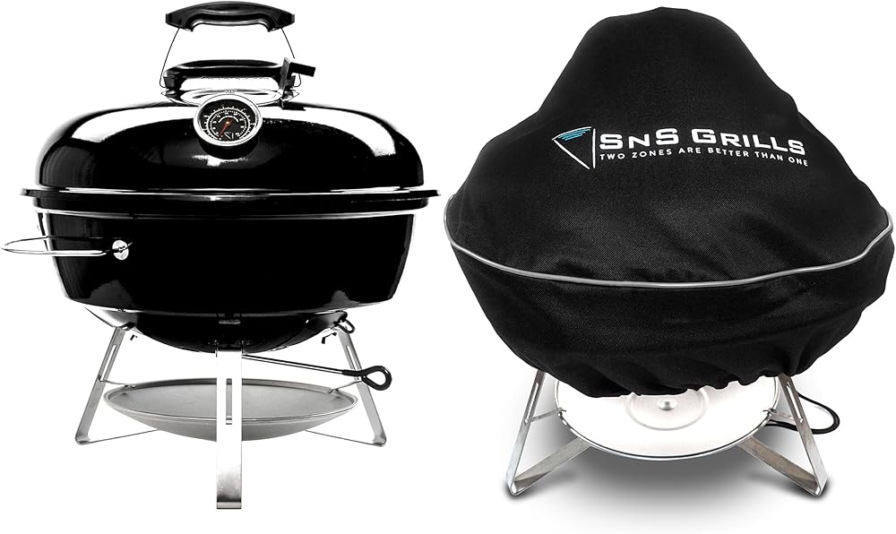 SnS Grills Travel BBQ Essentials Bundle: Portable Kettle Grill and Cover Set
