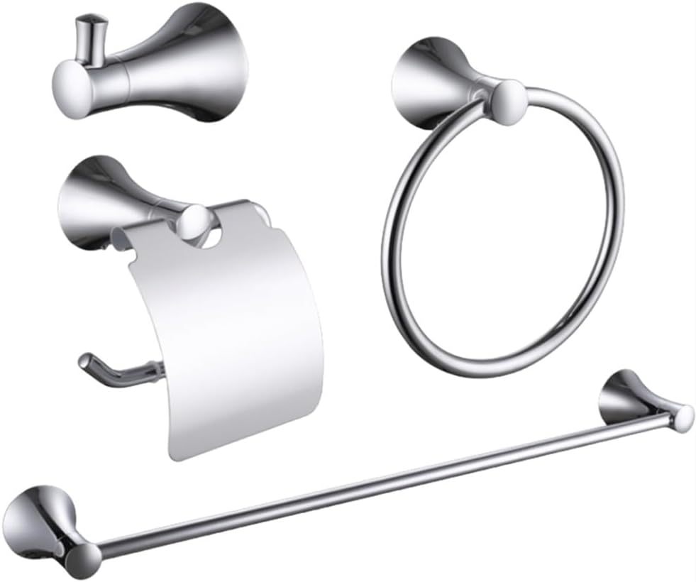 Bathroom Towel Bar Brass Gold Color Paper Holder Ring Robe Hook Chrome Gold 4 Pieces Set Hanger,4pcs Set CP