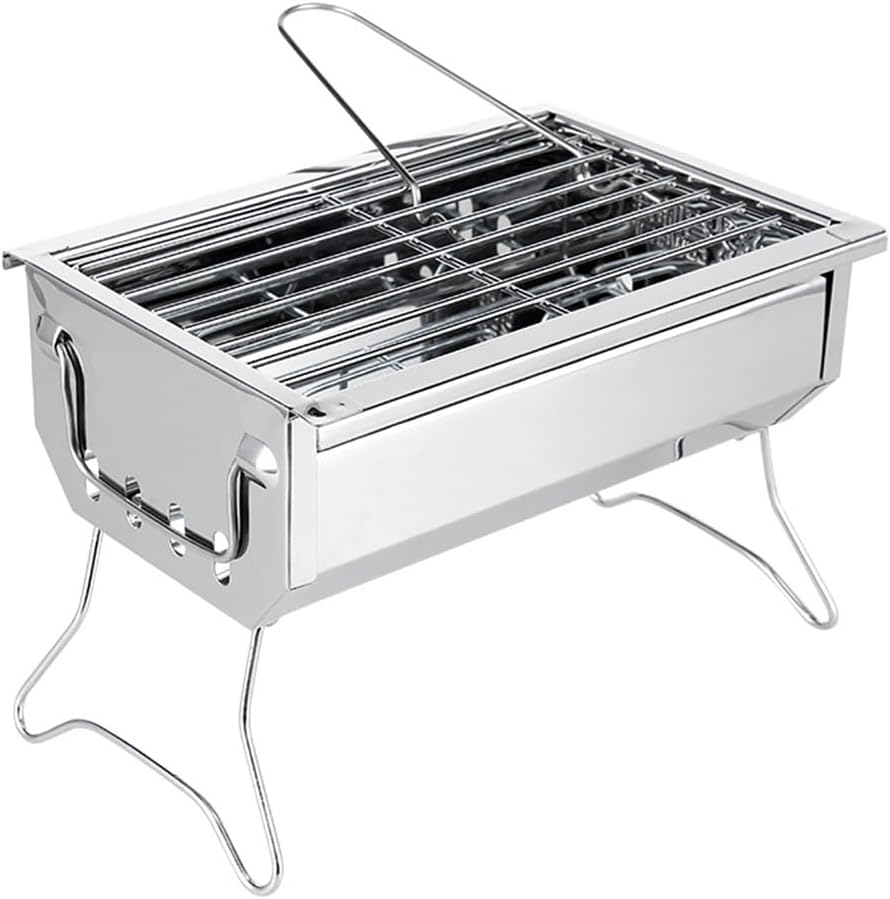 Outdoor Folding Portable Barbecue Stove Home Mini Stainless Steel Charcoal Grill(Clear)