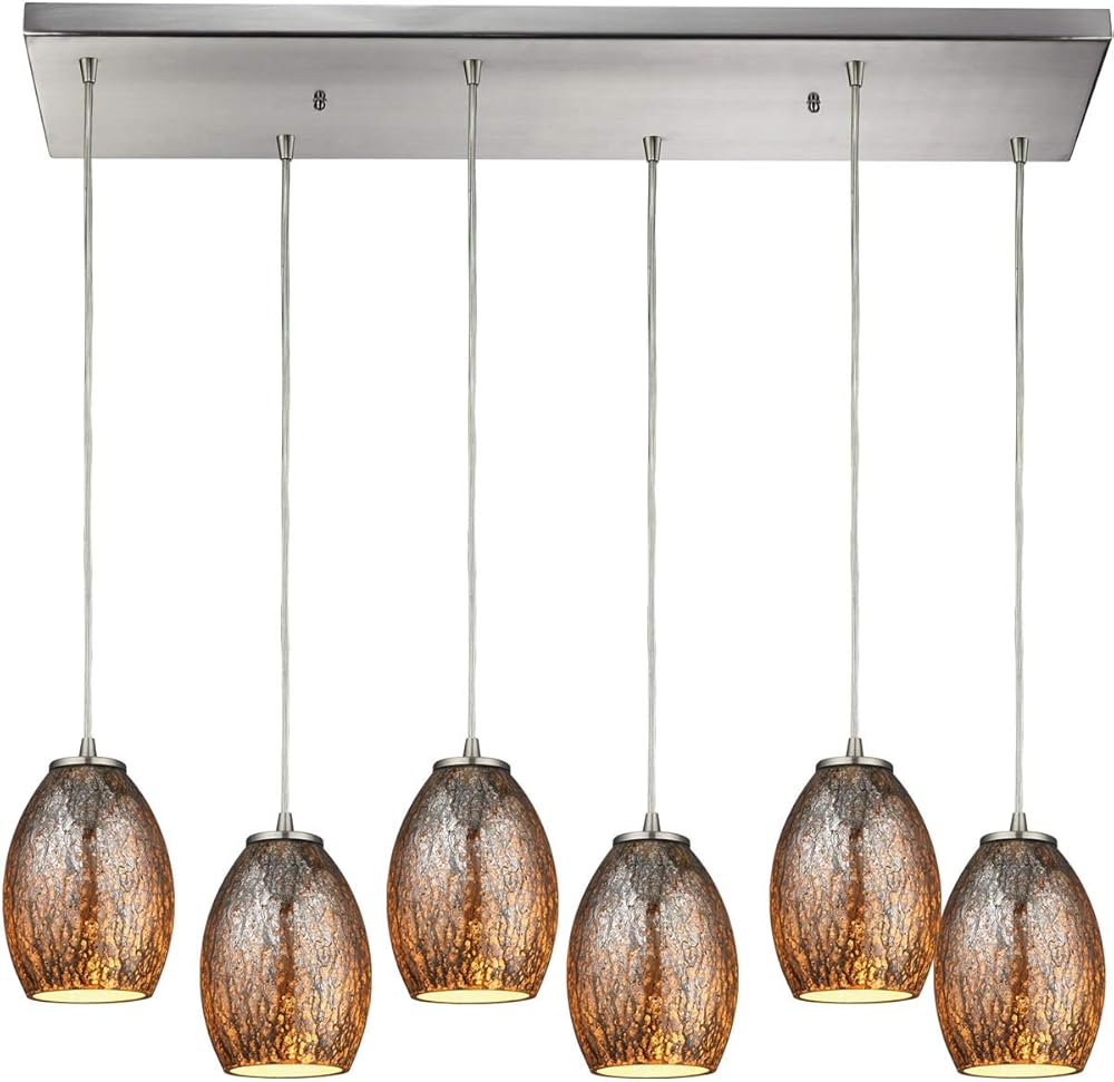 10256/6RC Pendant Light, Satin Nickel
