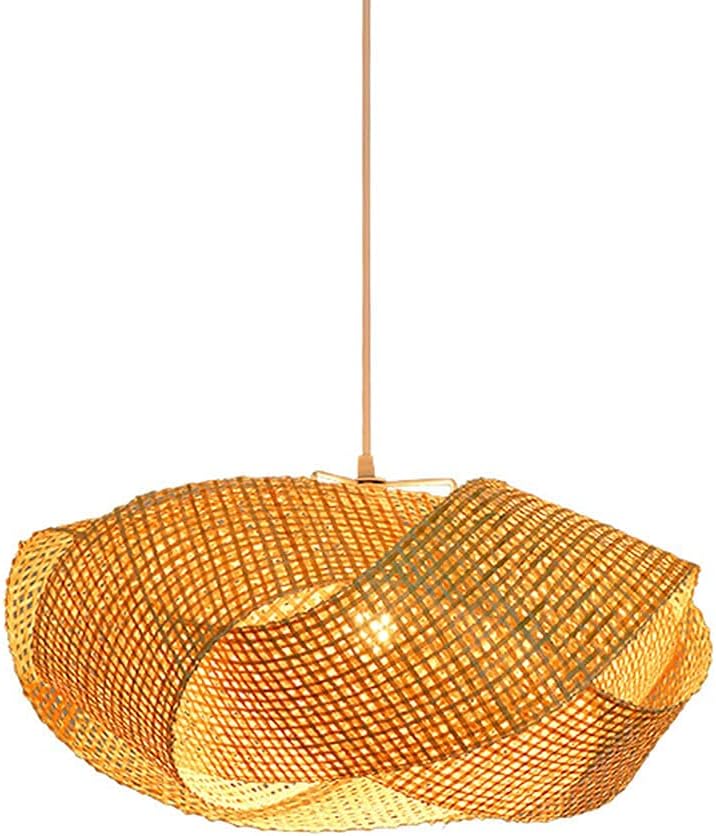Bamboo Woven Light Fixture Retro DIY Wicker Rattan Shades Weave Lamp Bamboo Pendant Light for Farmhouse Kitchen Island Dinging Room Ceiling Lamp