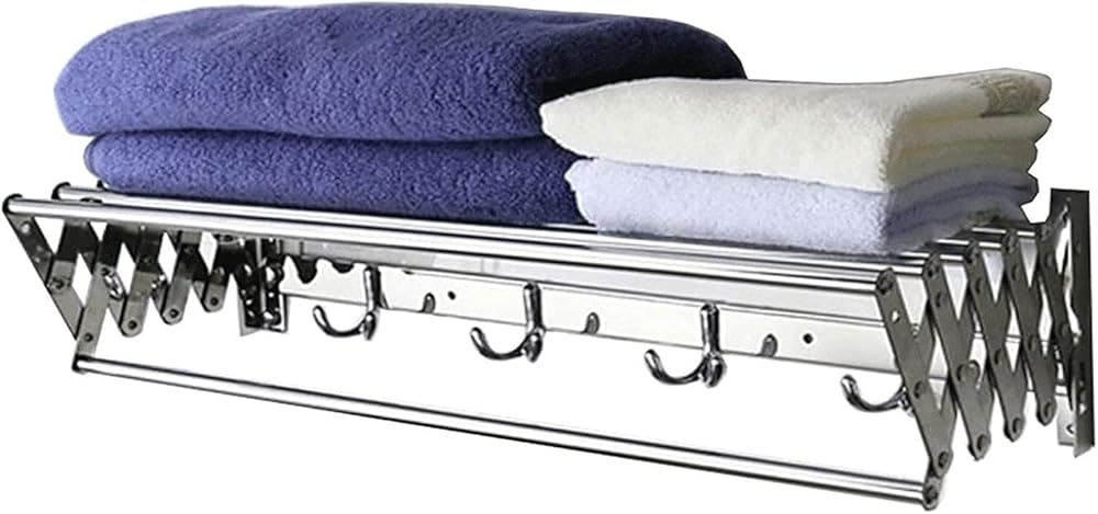 Wall Mounted Folding Laundry Drying Rack- Clothes Hanger Expandable Airer Cloth Hanging On Bathroom Bedroom Balcony and Home Storage Organizer Easy Storage (Size : 90cm)