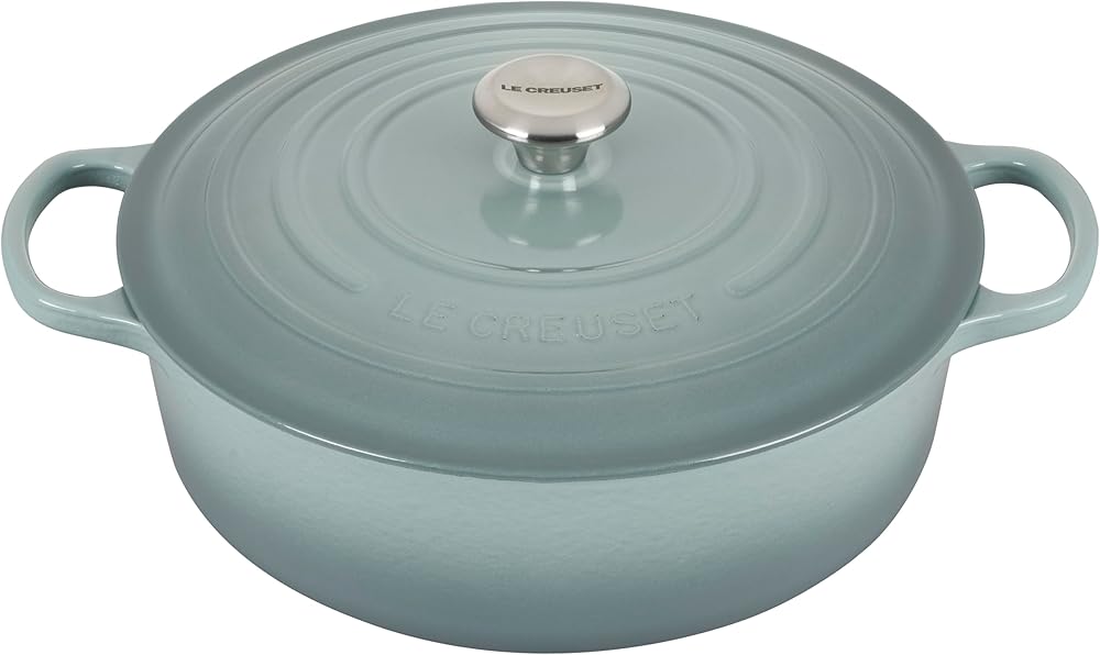 Le Creuset Enameled Cast Iron Signature Round Wide Dutch Oven, 6.75 qt., Sea Salt