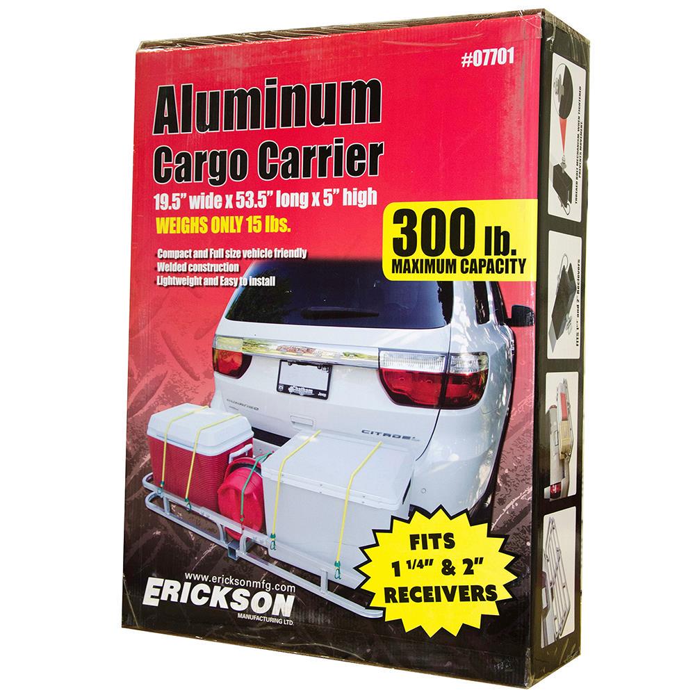 Erickson Steel Hitch-Mounted Cargo Basket Carrier, 17.75-in x 51-in x 4-in Inside, Fits 1.25-in and 2-in Receiver