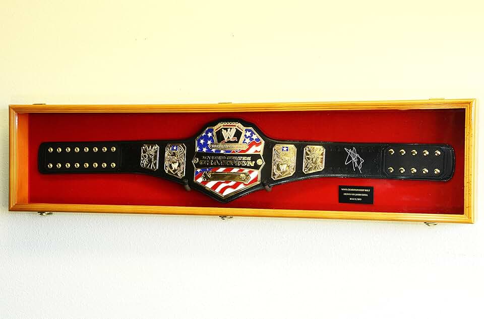 sfDisplay.com,LLC. WWE WWF Wrestling Championship Adult Size Belt Display CASE Frame Cabinet Box 64