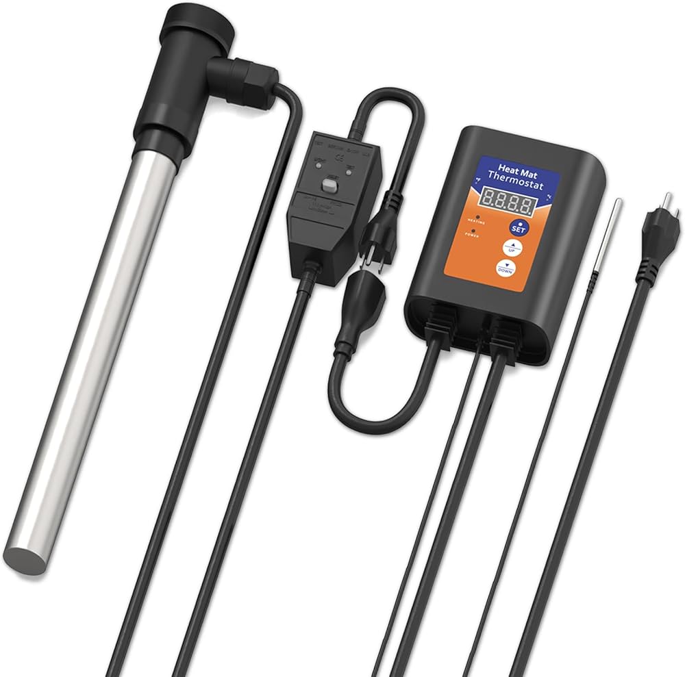 1500W Titanium Fully Submersible, Portable Electric Hot Tub Water Heater with Anti-Corrosion Sensor, Leakage Protection, Built-in Thermostat, Suitable for Bathtubs, baptismal&Most Liquids