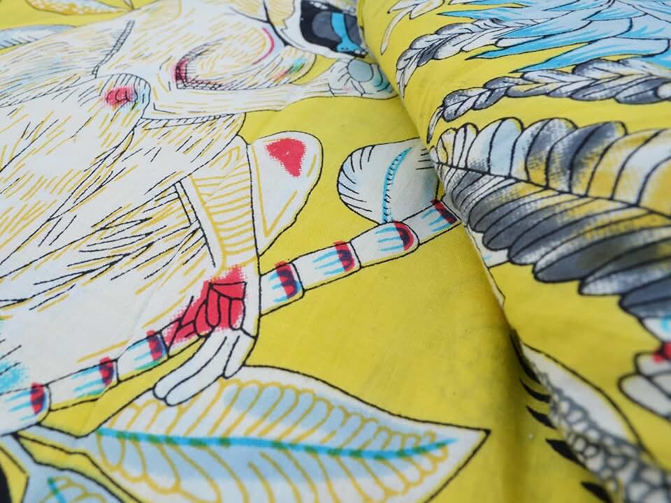 Scrren Print Dressmaking by The Yard Fabric 100% Cotton Floral Print Fabric for Sewing Crafting Ethnic Running Natural Dye Sanganeri Indian Fabric by The Yard 523 (50 Yard pre Cut)