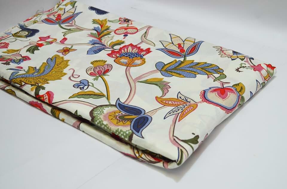 Scrren Print Dressmaking by The Yard Fabric 100% Cotton Floral Print Fabric for Sewing Crafting Ethnic Running Natural Dye Sanganeri Indian Fabric by The Yard 510 (50 Yard pre Cut)