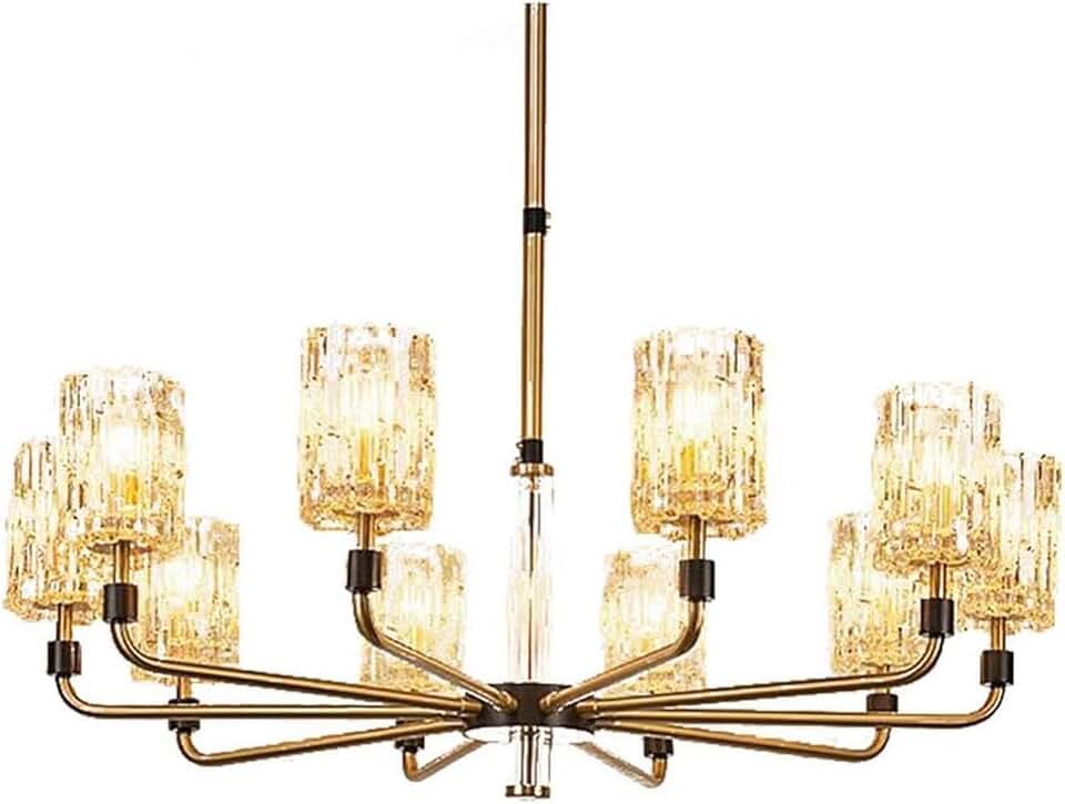 Chandelier Ceiling Light Round Crystal Chandelier Modernd Retro Hanging Lighting Fixture, Ceiling Chandelier Lamp Home Decor Lamp, Copper 8 Head,Chandelier Ceiling Fixtures/Copper/10 Head