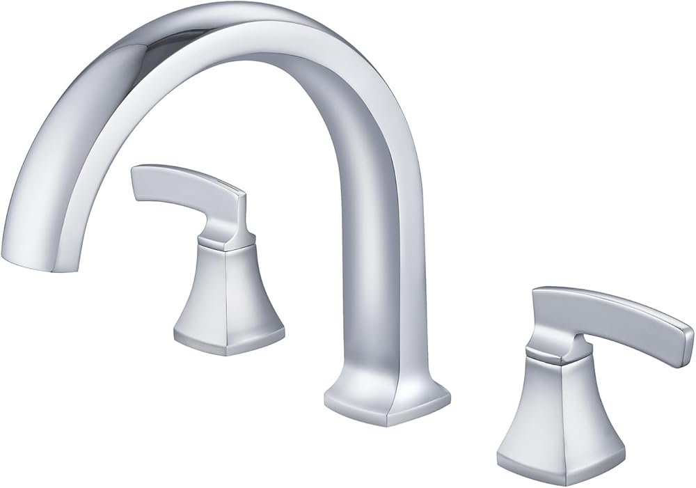 Roman Tub Faucet Deck Mount Tub Filler Waterfall Chrome Bathtub Faucets 3 Hole Brass Bathroom Faucets with 2 Handles
