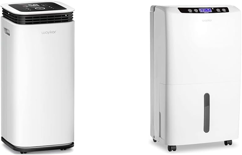 Waykar 5000 & 2000 Sq. Ft Home Dehumidifiers with Intelligent Touch Control, Auto Drainage, and Adjustable Humidity