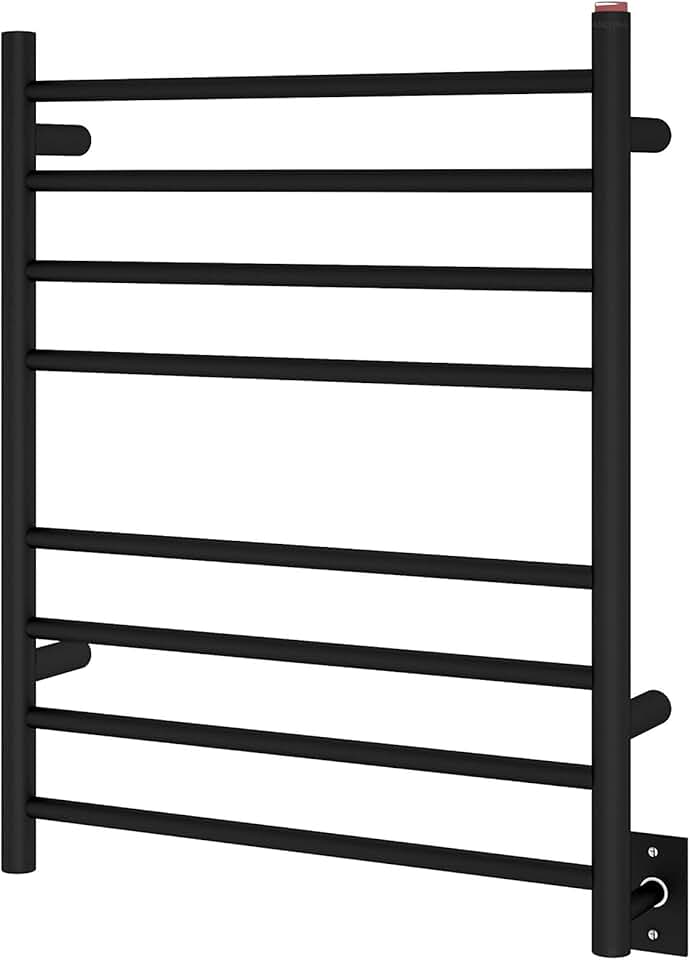 Ancona AN-5383 Prestige Dual 8-Bar Wall Mount Hardwired and Plug-in Towel Warmer in Matte Black