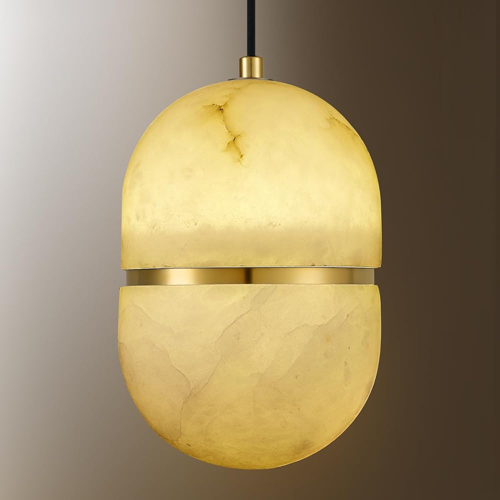 Alabaster Pendant Lights Kitchen Island, Modern Hanging Pendant Light Fixture for Bedroom Bathroom Dining Room (Dimmable Bulbs Included)