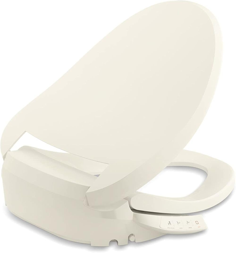 KOHLER 18751-96 PureWash E525 Elongated Warm Water Bidet Toilet Seat, Electric Bidets for Existing Toilets, Adjustable Bidet Sprayer, Biscuit