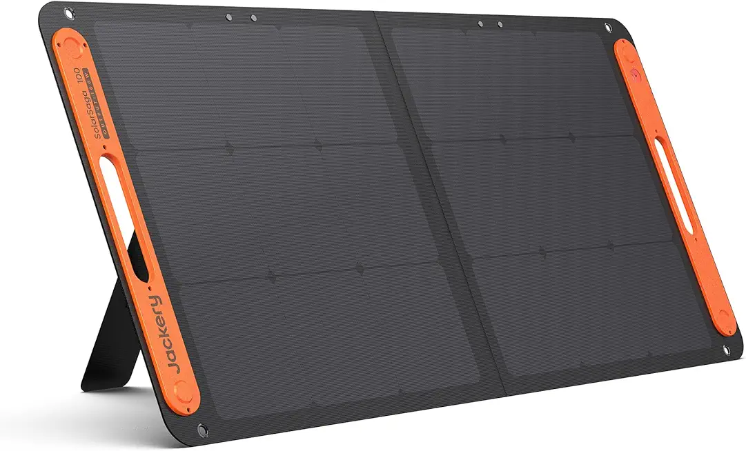 Jackery SolarSaga 100W Bifacial Portable Solar Panel for Explorer 240/300/500/1000/1500 Power Stations, Foldable Solar Cell Solar Charger with USB Outputs for Phones, Rooftops, Outdoor Camping and RVs