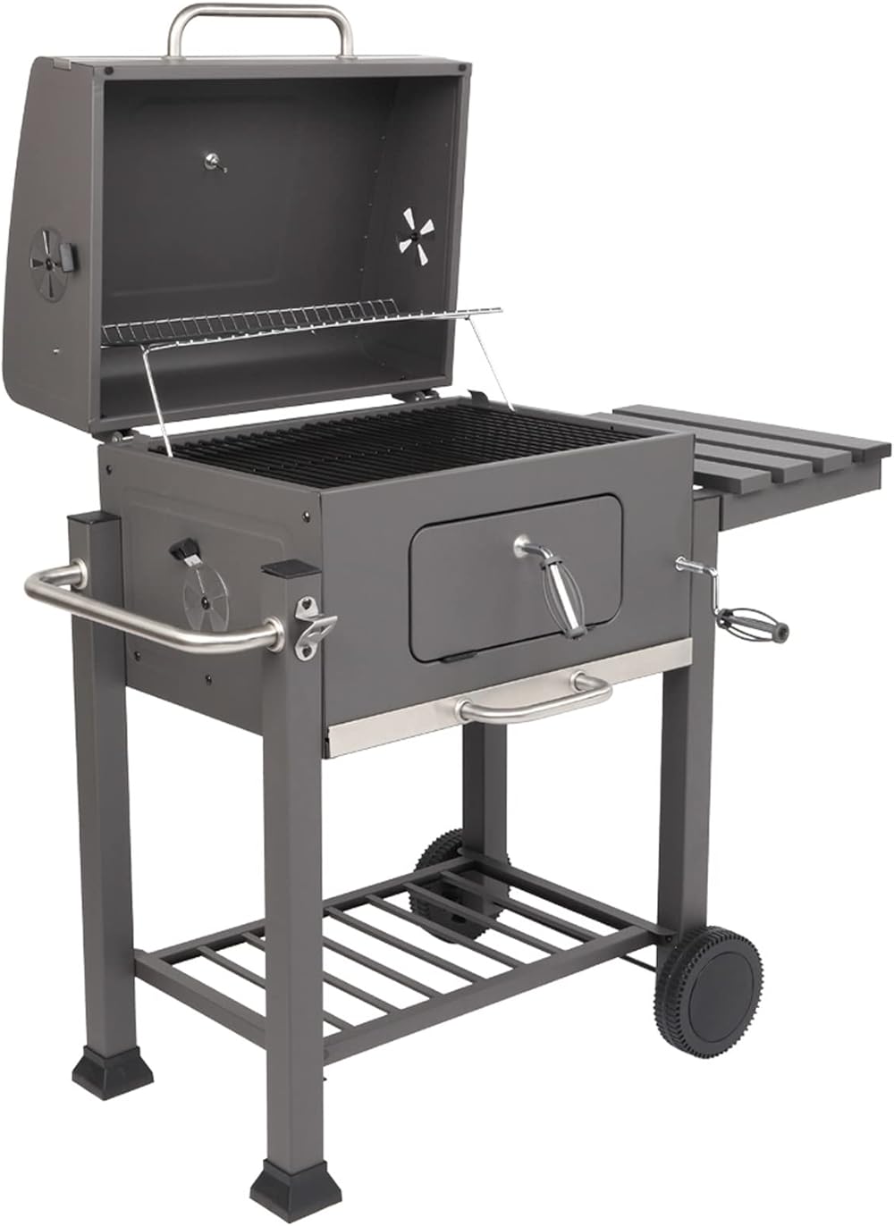 BBQ Grill Charcoal Outdoor Grills & Smokers Cooking BBQ Smoker with Cover, Charcoal Grills Barbecue Camping Grill Yakitori Grill for Outdoor Cooking Camping Picnic Backyard, Gray-D