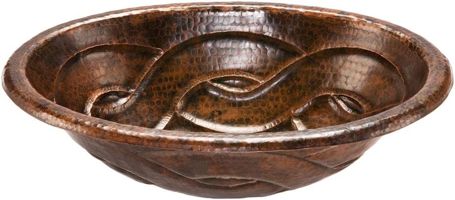 Premier Copper Products LO19RBDDB 19-Inch Oval Braid Self Rimming Hammered Copper Sink, Oil Rubbed Bronze