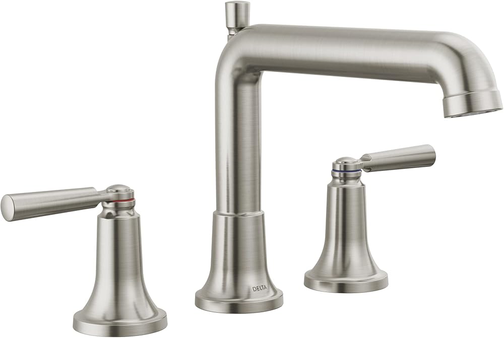 Delta Faucet Saylor Brushed Nickel Roman Tub Faucet, Tub Faucet, Roman Bathtub Faucet, Delta Roman Tub Faucet Brushed Nickel, Tub Filler, Stainless T2736-SS (Valve Not Included)