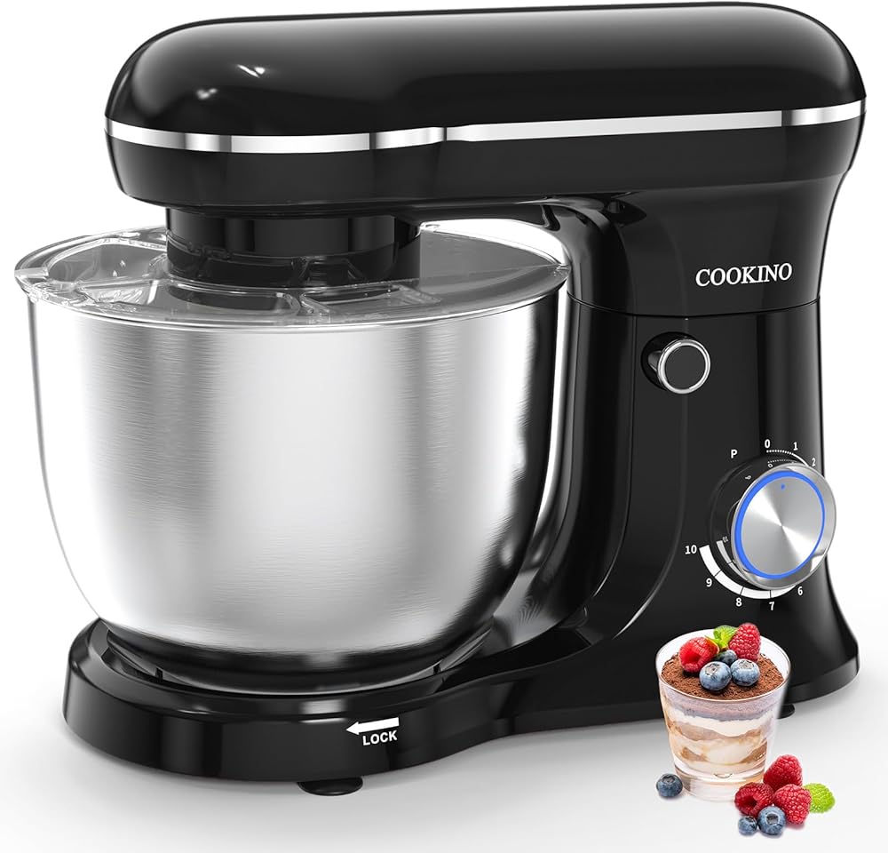 Electric Stand Mixer,660W 10 Speeds Tilt-Head Food Mixer, 3-IN-1 Kitchen Mixer for Daily Cooks with 6 QT Bowl,Dough Hook, Beater, Whisk (Onyx Black)