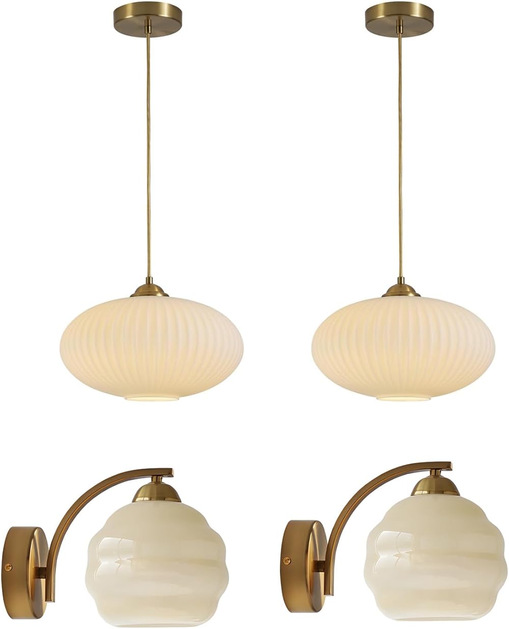 Large Ribbed Glass Pendant Light Antique Brass Kitchen Pendant Light Set of 2 Modern Gold Wall Sconce Glass Sconces Wall Lighting Bathroom Vanity Light Fixtures