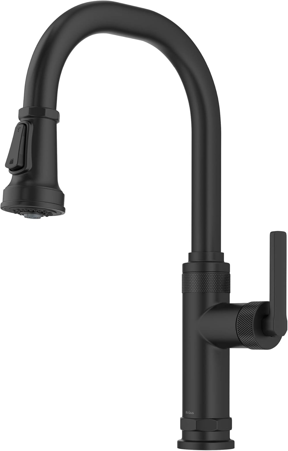 Kraus Allyn Industrial Pull-Down Single Handle Kitchen Faucet in Matte Black, KPF-4102MB