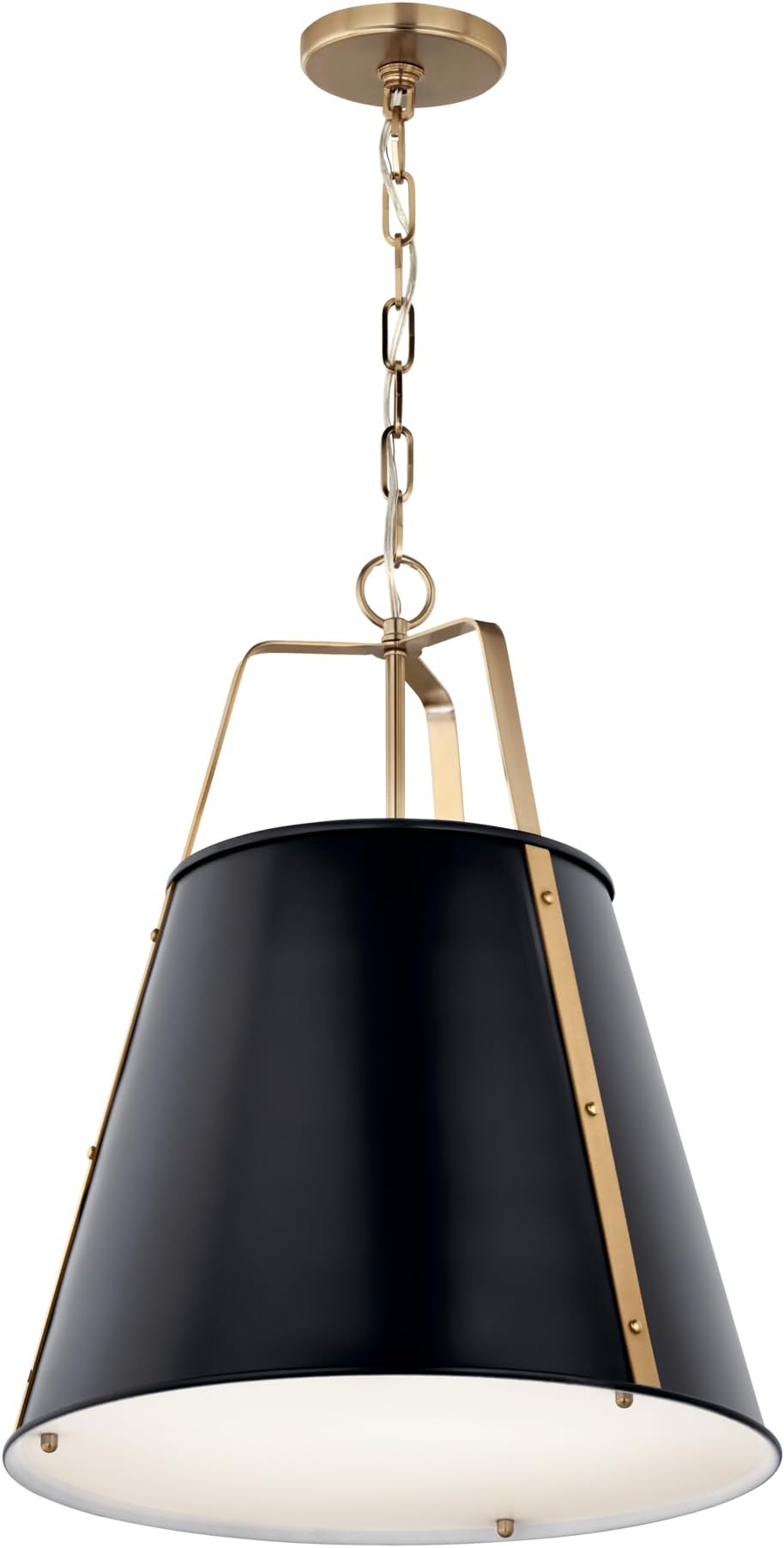 KICHLER Etcher 2-Light Pendant, Updated Traditional Light with Etched Painted White Glass Diffuser in Black and Champagne Bronze, for Kitchen or Dining Room (22.5