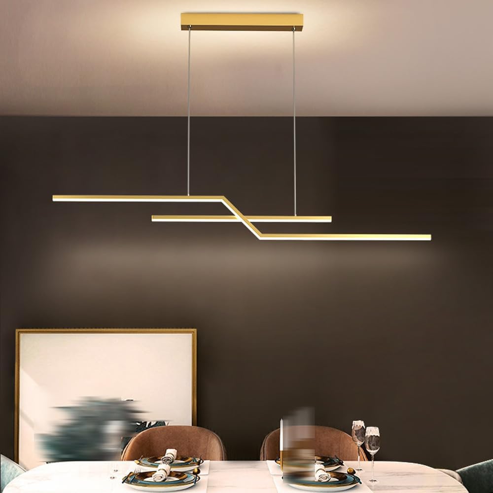 LED Linear Pendant Light with Remote Control, Dimmable Pendant Light Fixture, 3000K to 6000k Color Changing, 22W Hanging Island Lights, Linkable Ceiling Lighting for Office Shop Gym