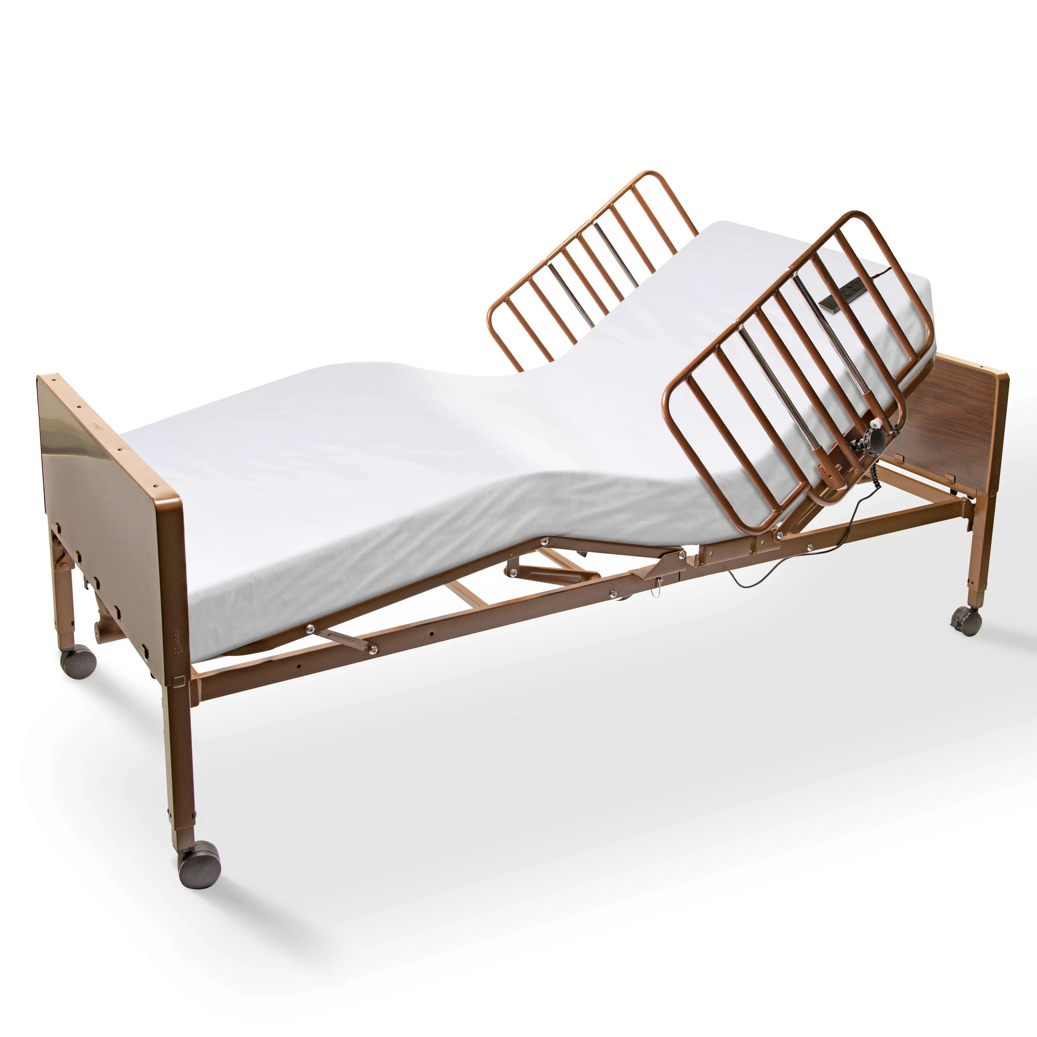 Full Electric Hospital Bed Foam Mattress - Half Rails - 36x80 Adjustable Height