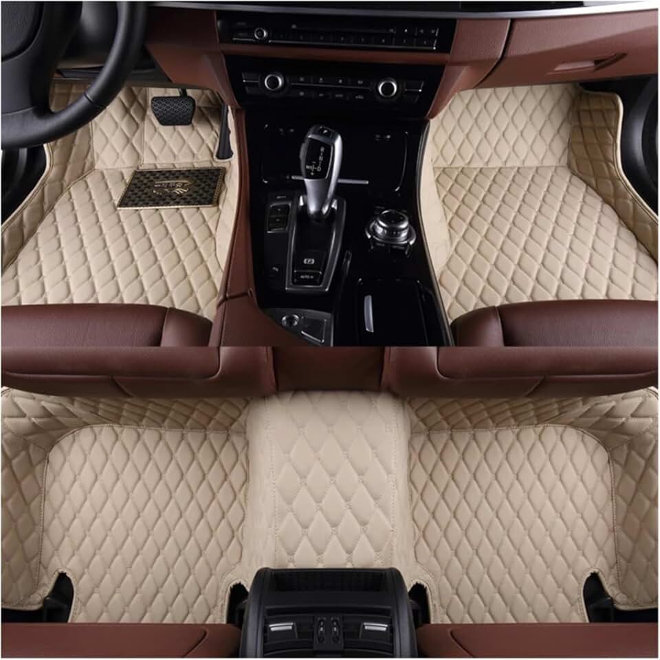 Durable Custom Leather Colorful Car Floor Mat Compatible with Mercedes Benz E Class W210 1995-2001 Auto Carpet Accessories Interior Parts(Beige)
