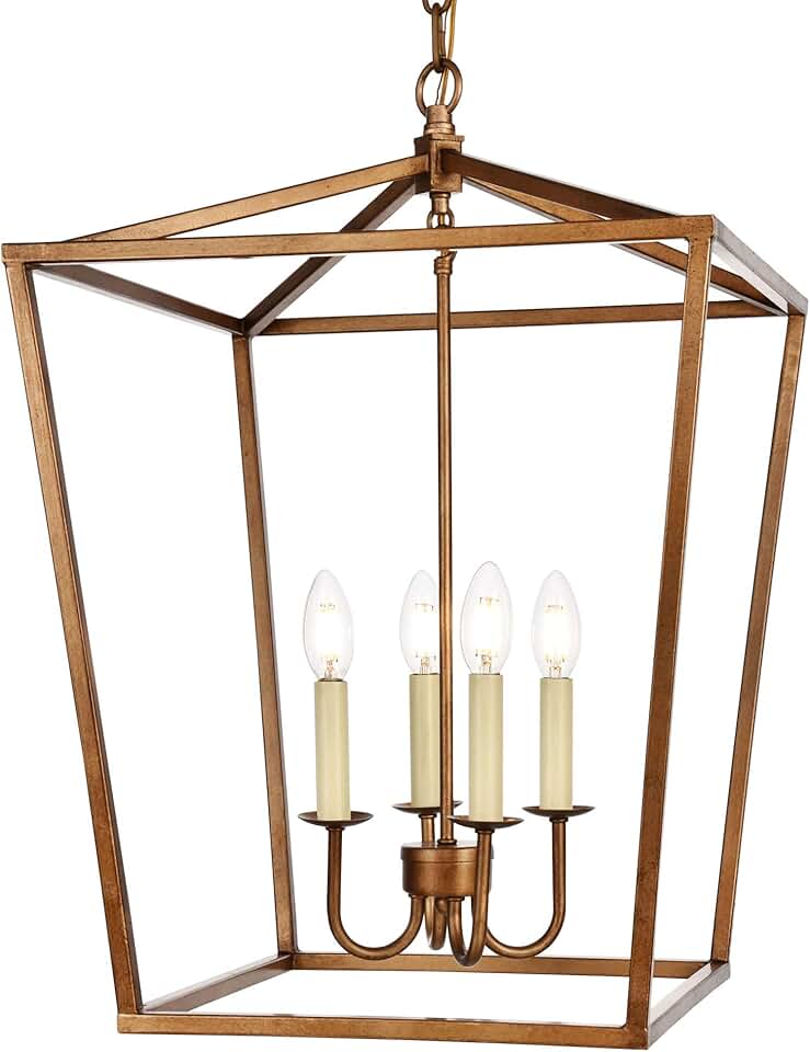 Elegant Lighting Living District Indoor Modern Home Decorative Bright Ceiling Maddox Collection Pendant D17 H24.25 Lt:4 Vintage Gold Finish