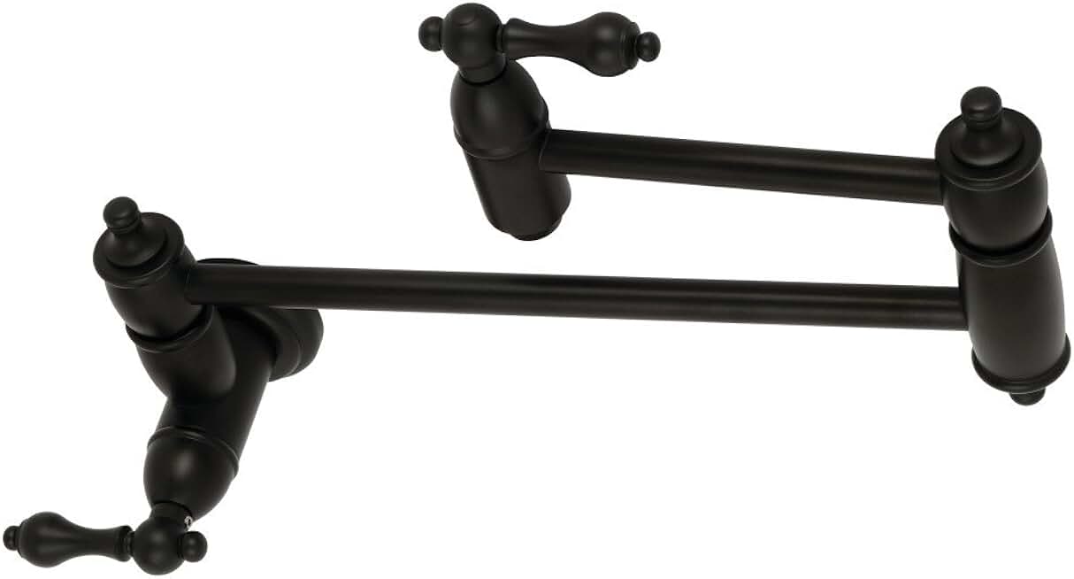 Kingston Brass KS3100AL Restoration Wall Mount Pot Filler Kitchen Faucet, 13 Inch Length, Matte Black