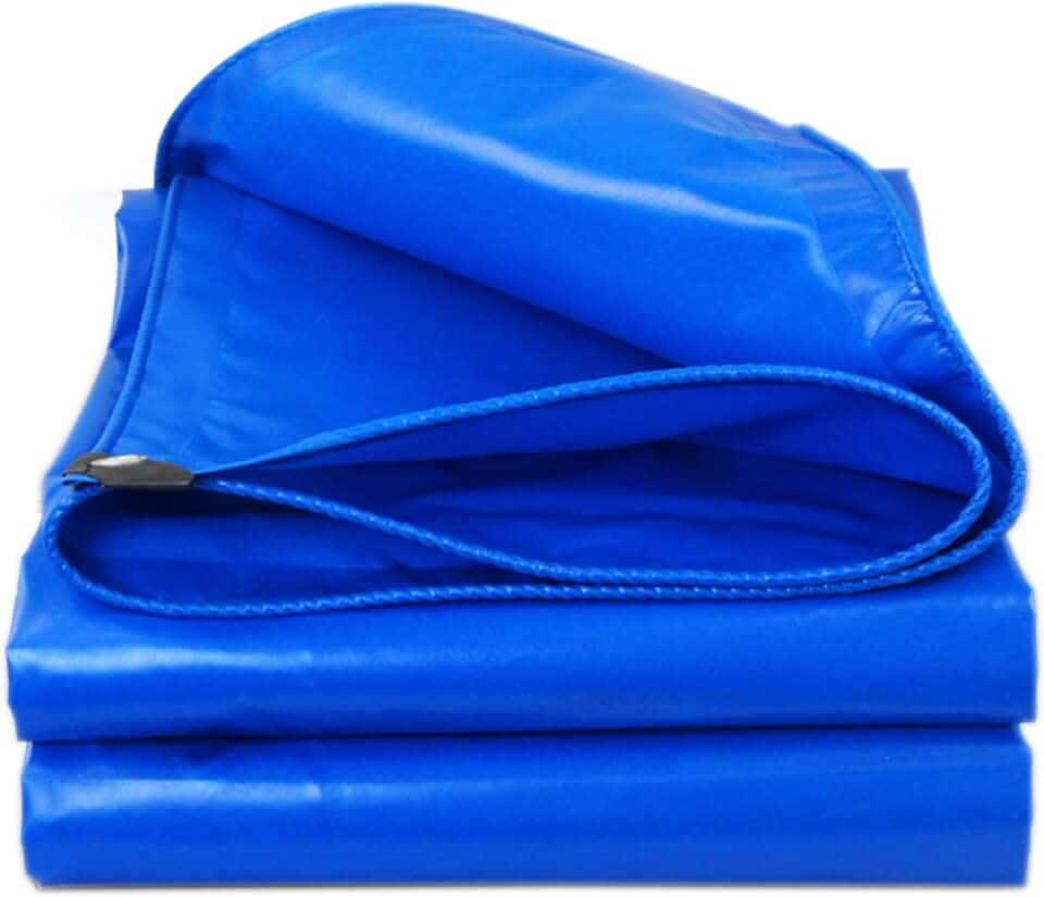 Tarpaulin Blue Waterproof Heavy Duty Tarp Sheet with Reinforced Grommets Camping Furniture Rainproof Canopy Tent 2x2m 0.45mm Thick Groundsheet (Size:3x6m)