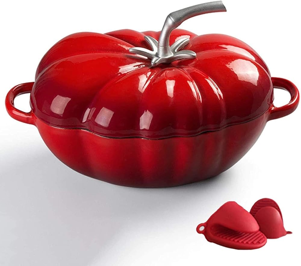 Casserole Enameled Cast Iron Oven, Non-Stick Cooking Pan Pot Oven, Cast Iron Tomato Cocotte for Slow-Cooking Meats and Vegetables Cast Iron Casserole