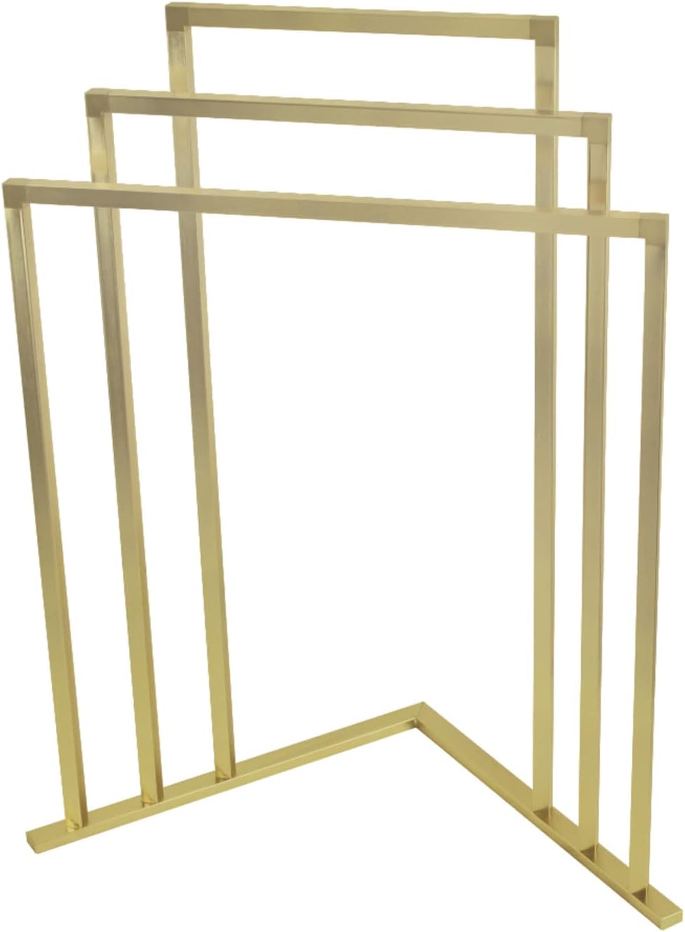 Kingston Brass SCC8277 Edenscape L-Shaped Freestanding 3-Tier Steel Corner -Towel Rack, Brushed Brass