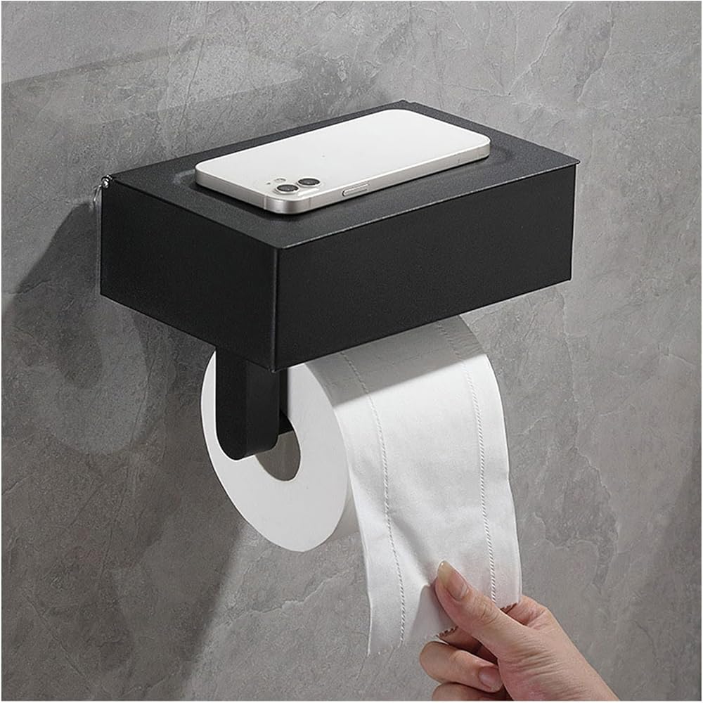 Toilet Paper Holder Black Stainless Steel Bathroom Utensils Tissue Holder Box Storage Rack Tissue Holder