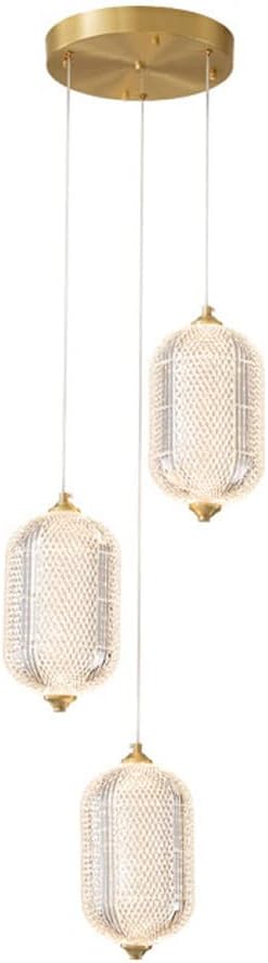 LED Brass Hanging Chandelier Lamp Dining Table Cluster Pendant Lighting Fixture, Modern Copper Drop Ceiling Lights 3 Color Mode Suspension Lamps for Kitchen Island