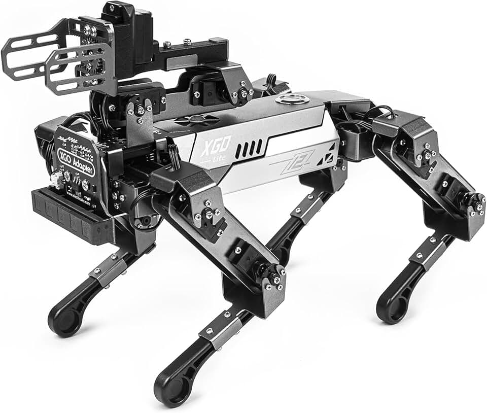 ELECFREAKS microbit Robotic Dog Xgo V2 Kit, 15 Movable Joint DIY Programmable Full Metal Bionic Robot Kit, STEM Educational Project for Open Source Hardware(without Micro:bit)