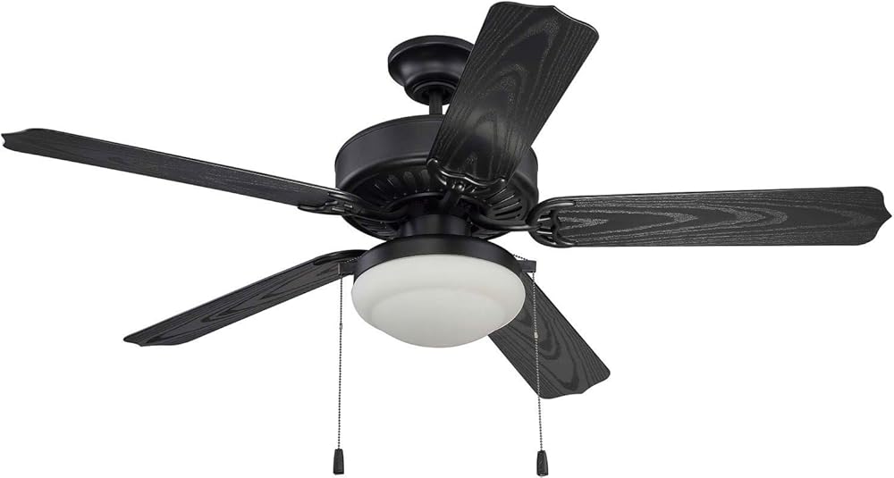 Outdoor Ceiling Fan with CFL Light END52MBK5PC1 Cove Harbor 52 Inch Fan for Patio, Matte Black