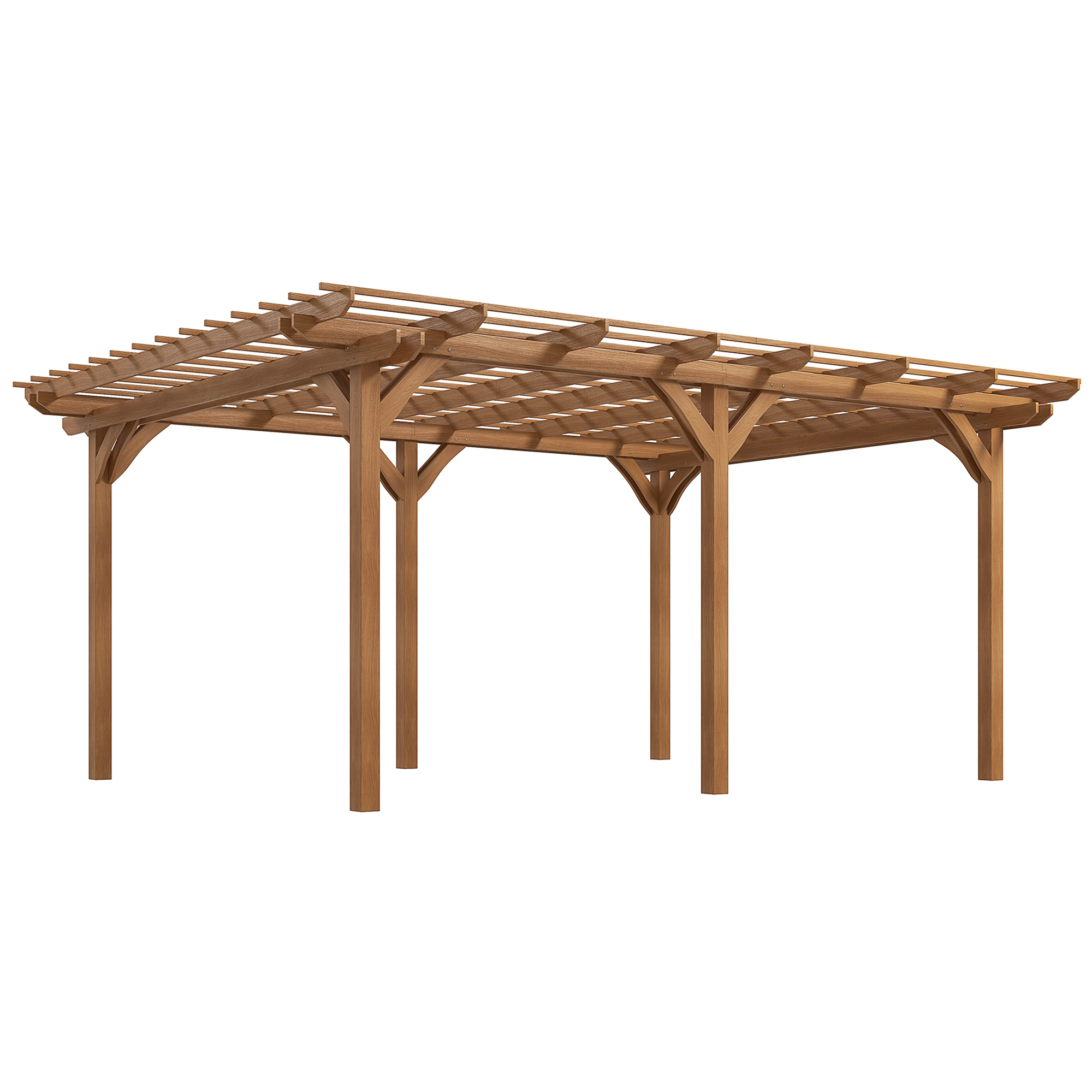Outsunny 12' x 16' Wooden Pergola, Outdoor Gazebo for Vines, Brown