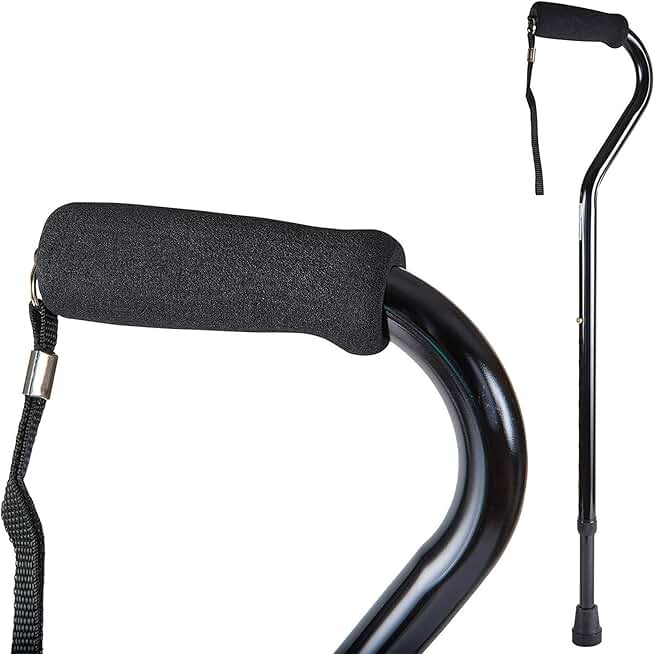 DMI Walking Cane and Walking Stick for Adult Men and Women, FSA Eligible, Lightweight and Adjustable from 30-39 Inches, Supports up to 250 Pounds with Ergonomic Hand Grip and Wrist Strap, Silver