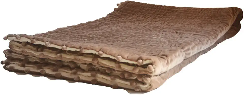 Handcrafted Soft Velvet and Cotton Quilt - Taupe Ivory Blanket Pick Stitch - Queen Quilt Bedspread - Cotton Quilt - Pom Pom Bedspread - 90x90 Inches