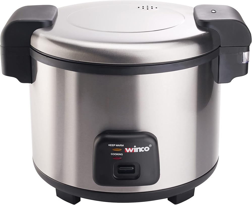 Winco Commercial-Grade Electric Rice Cooker with Hinged Cover, 30 Cup