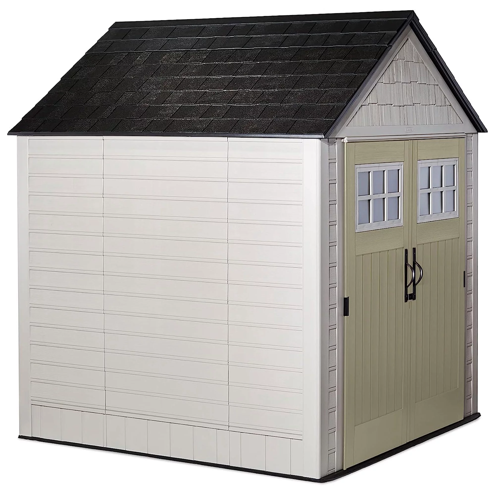 Rubbermaid 7x7' Durable Weather Resistant Resin Outdoor Storage Shed, Sand