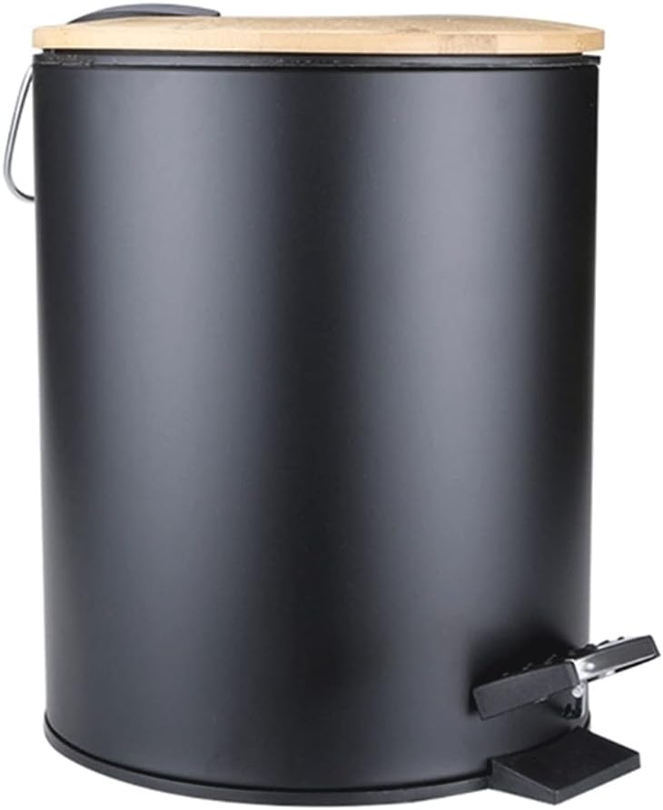 3/5L Wooden flip Bin Waste Container Organizer Bathroom Kitchen Living Room Office(E,5L20.5 * 25.5cm)