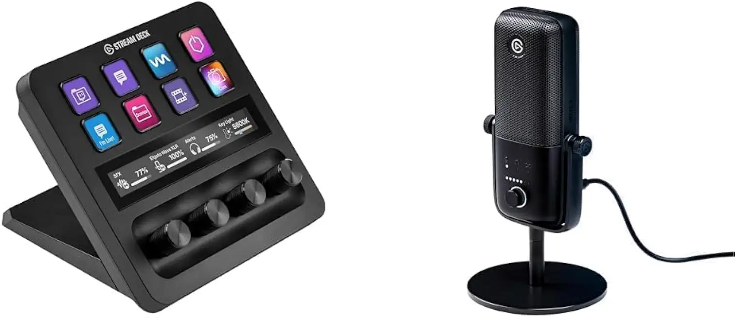 Elgato USB Audio Mix Bundle - Audio Mixer, Studio Controller, USB Condenser Microphone for Podcasting, Streaming, Gaming, Content Creators, Customizable Touch Strip, dials and LCD Keys, PC/Mac